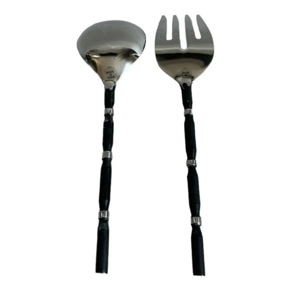Storehouse Artisan 2-Piece Salad Server Set Stainless Steel Spoon Fork India NIB